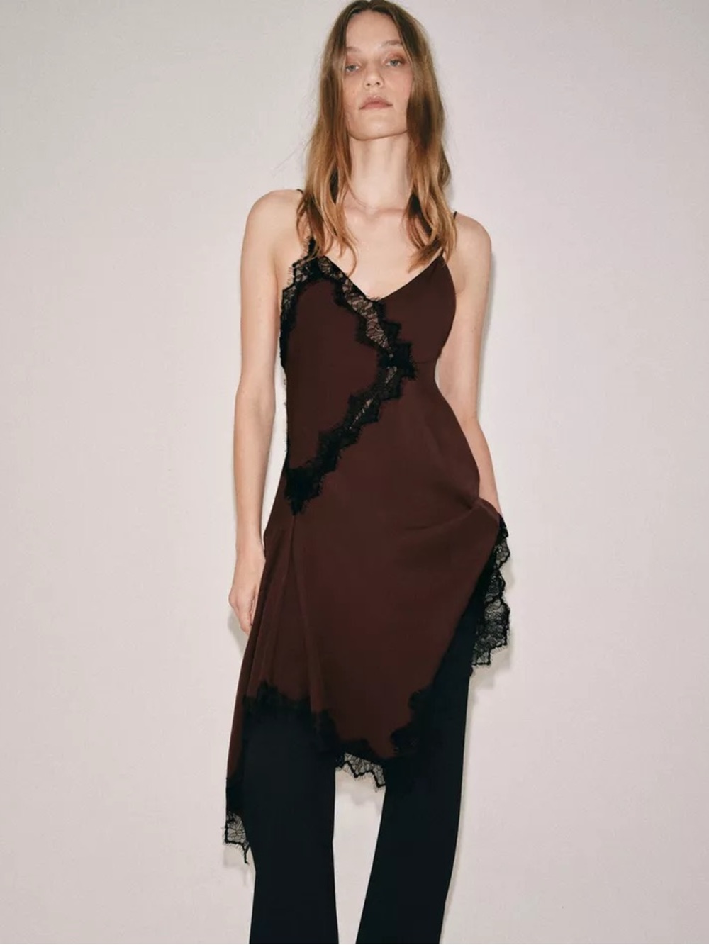 NWT Zara Woman Bloggers Fav ASYMMETRIC LACE DRESS Size L Large